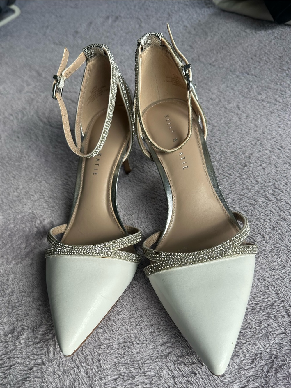Kelly & Katie Rhinestone Ankle Strap Pointed Toe Heels — Size 9M ✨